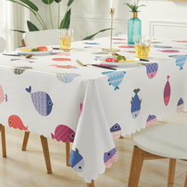 pvc table fabric tea table tablecloth waterproof anti-hot oil-proof disposable rectangular household cotton linen hipster
