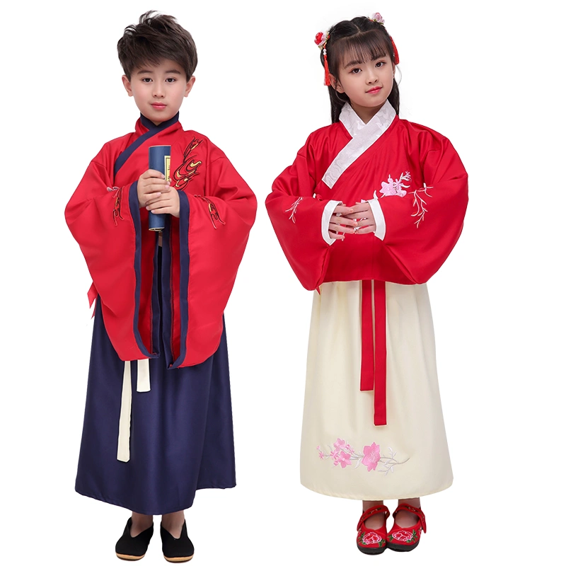 Ngày thiếu nhi Trang phục dành cho trẻ em Hanfu Cô gái Trang phục Biểu diễn Phong cách Trung Quốc Bé trai Mẫu giáo Trẻ em Sách Trẻ em Nghiên cứu Trung Quốc Trang phục biểu diễn - Trang phục