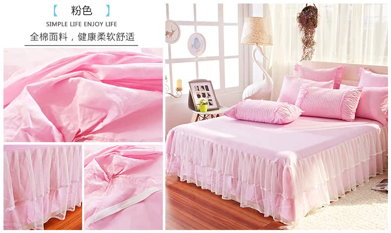 Mới Jingtai váy ngủ váy ren ba mảnh cotton công chúa đôi váy ren váy trượt đơn - Váy Petti drap giường có viền