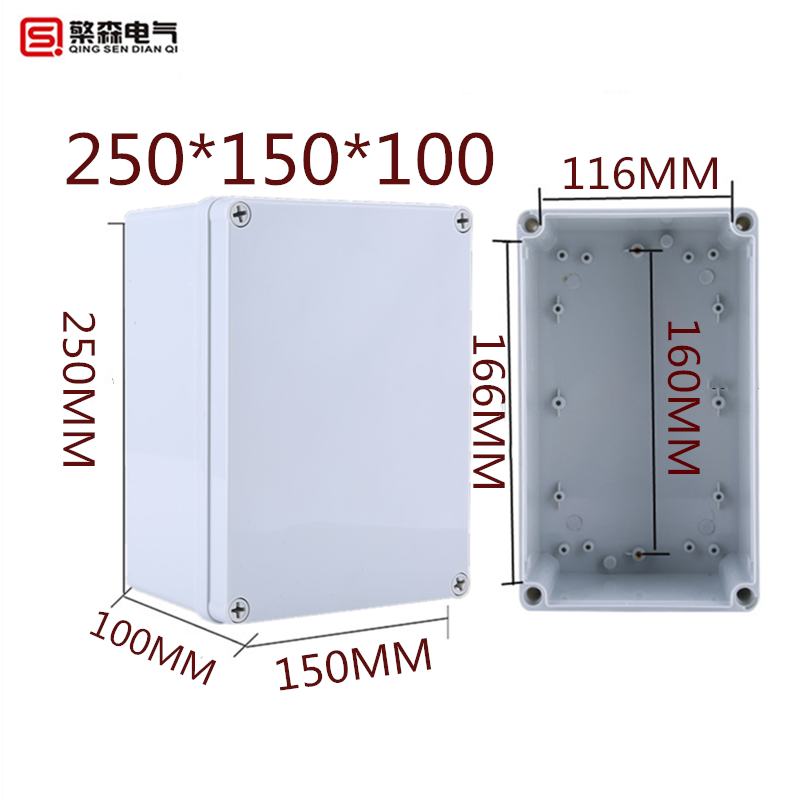 Monitoring power box Plastic shell transparent cover Junction box sealing box Indoor and outdoor waterproof box 250*150*100