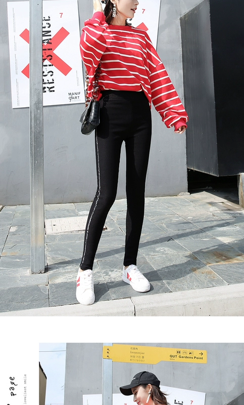 Quần legging nhung nữ mặc mùa thu đông 2018 mới chân dày quần nữ bút chì quần eo cao ấm áp