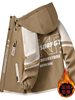 Fleece-Lined and Thickened Men's Jacket, Autumn and Winter Trendy Hooded Jacket, Windproof, Waterproof, Casual, Warm Men's Outdoor Jacket