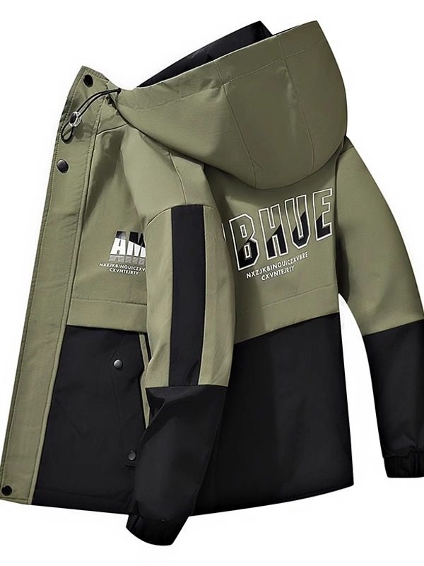 Spring and Autumn Men's Jacket Trendy Korean Style Workwear Hooded Jacket Men's Casual Thin Loose Windbreaker Men's Coat