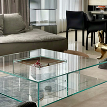 GLAS Italian minimalist tempered glass transparent square coffee table designer creative living room low table tea table