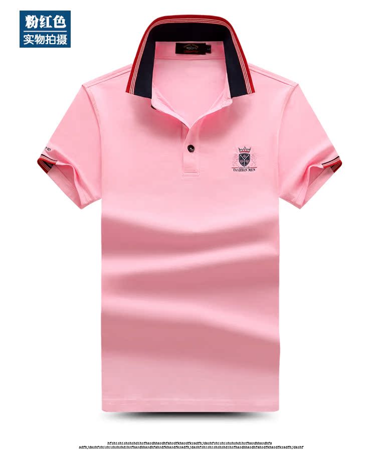 Thời trang nam kinh doanh màu xanh nhạt kích thước lớn áo sơ mi polo ngắn tay Mùa hè mới lớn nam cotton rộng áo polo nam