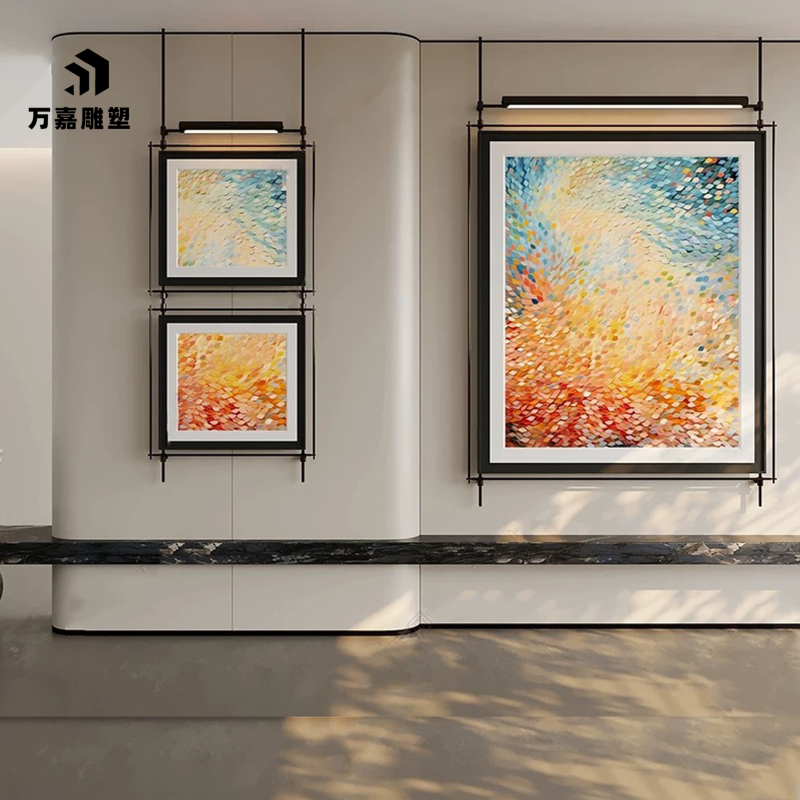 Modern Light Luxury Metal Hanging Wall Art for Entryway and Hallway, Illuminated with Lights, Three-Dimensional Texture, High-End Decorative Painting Modern Light Luxury Metal Hanging Wall Art for Entryway and Hallway, Illuminated with Lights, Three-Dimensional Texture, High-End Decorative Painting