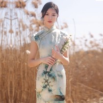 Erosion bone cheongsam 2021 new summer young Silk mother high-end temperament short daily cheongsam girl