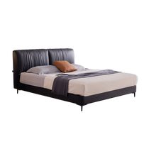 Mousse official flagship store modern and simple leather bed master bedroom does not disturb each other double bed light luxury suspended bed soft package