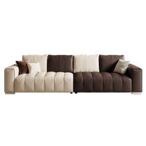 Mousse Aimer leather sofa black and white tone double color piano key sofa living room 24 new light luxury straight row Italian style