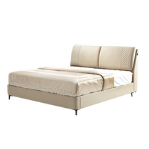 Mousse Leather Bed Light Luxury Modern Simple Leather Bed Master Bedroom Queen Bed Marriage Bed Double Soft Cover Leather Bed Furniture Mousse