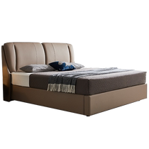 (Exclusive for live broadcast) Muse Leather Bed Master Bedroom King Bed Modern Simple High Box Bed Leather Storage Bed High Box Bed