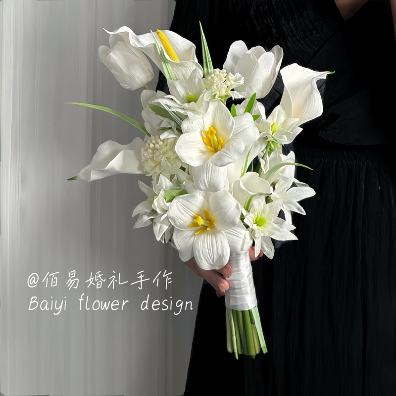 White Fresh-Style Bouquet for Marriage Registration, Korean-Style Artificial Flowers, Wedding Bride, Bridesmaid Gift, Engagement Flowers, New Product White Fresh-Style Bouquet for Marriage Registration, Korean-Style Artificial Flowers, Wedding Bride, Bridesmaid Gift, Engagement Flowers, New Product