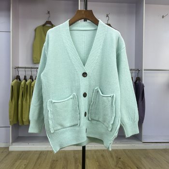 923 high-end european sweater jacket 2024 autumn and winter wear v-neck retro candy color casual korean top