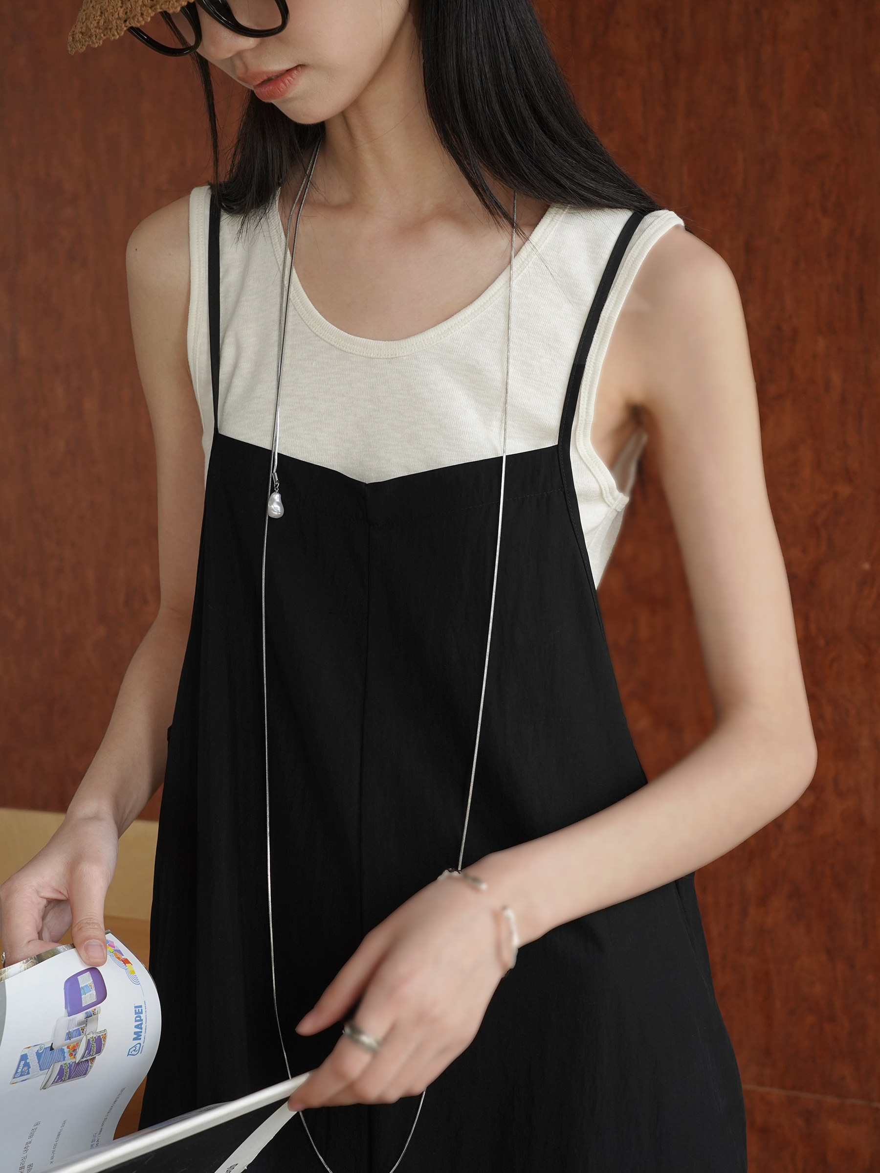 Боди/брюки 原创高级感百搭连体裤女细肩带背带裤 薄款可调节棉感休闲阔腿裤