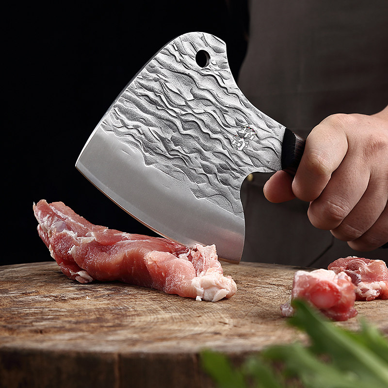 Home Machete Knife Forged with axe Chopped Pork Chop Pig Feet Chopped Pork Chop Goat High Carbon Steel Longspring Crafts Old Iron Knife Kitchen Knife