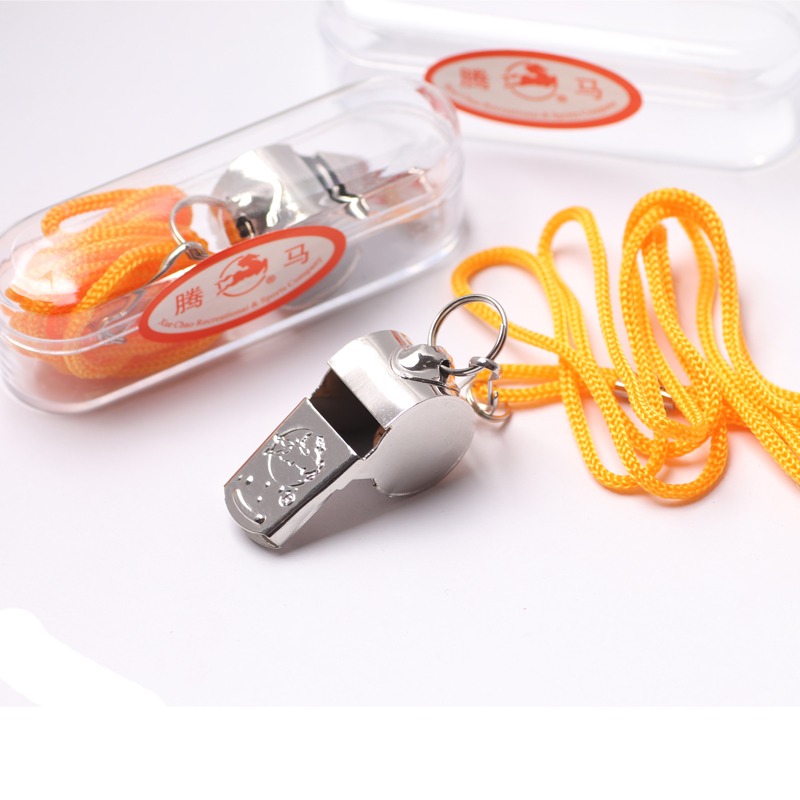 Tenma Stainless Steel Mouth Whistle Distress Sports Teacher Referee Whistle Coach Alarm Metal Whistle Sport With Hanging Rope Outdoor