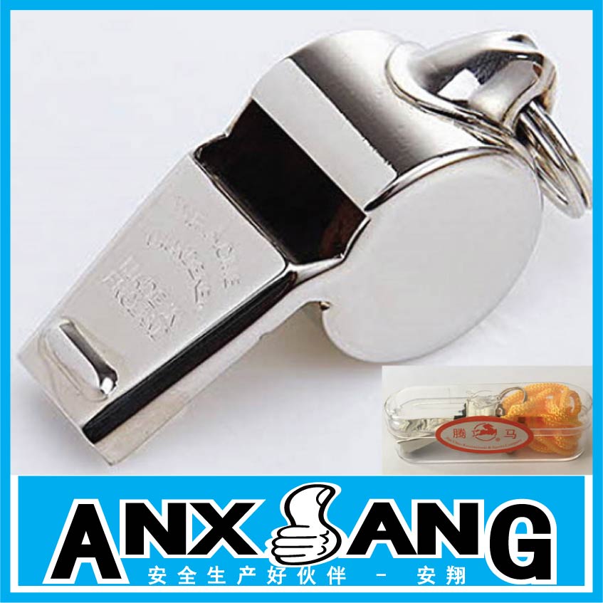 Tengma stainless steel whistling for rescue outpost sports referral sentry alarm metal whistle with hanging rope outdoor