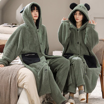 Lovers Sleeping clothes autumn Winter bathrobes Women long style Thickened Gushed Pyjamas mens flannel Flannel Warm Home Suit Suit