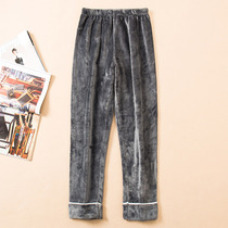Sleeping Pants Woman Autumn Winter Thicken Plus Suede Flannel Suede Men Long Pants Warm Pants Coral Suede Home Pants Loose Pants