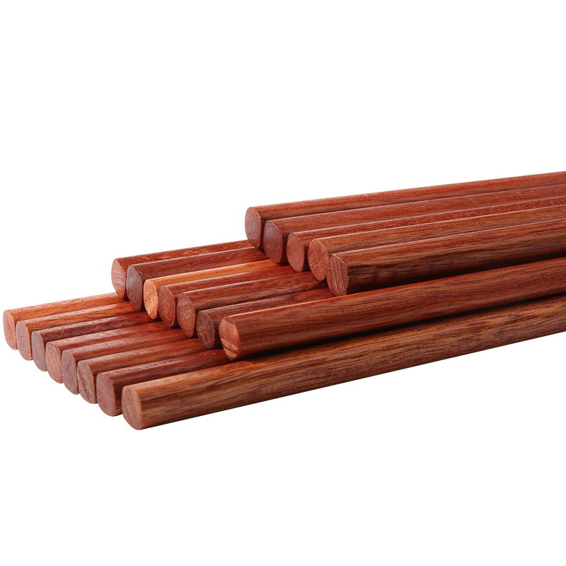 Original Sentai solid wood household chopsticks red iron wood fast son 10 pairs set wooden chopsticks paint-free wax-free log public chopsticks