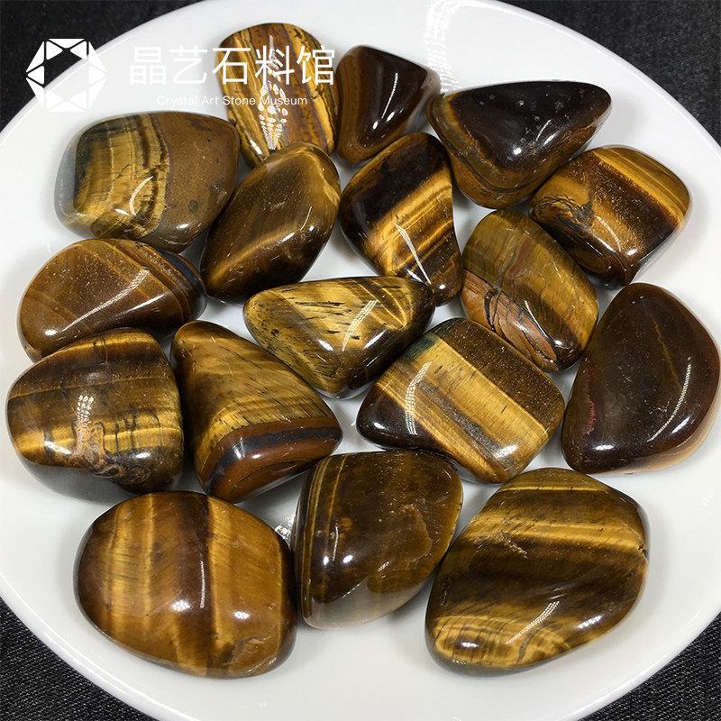 천연 호랑이 눈 돌 자갈 크리스탈 원석 장식품 1-3CM 노란색 호랑이 눈 물고기 탱크 화분 조경 행운의 풍수 돌