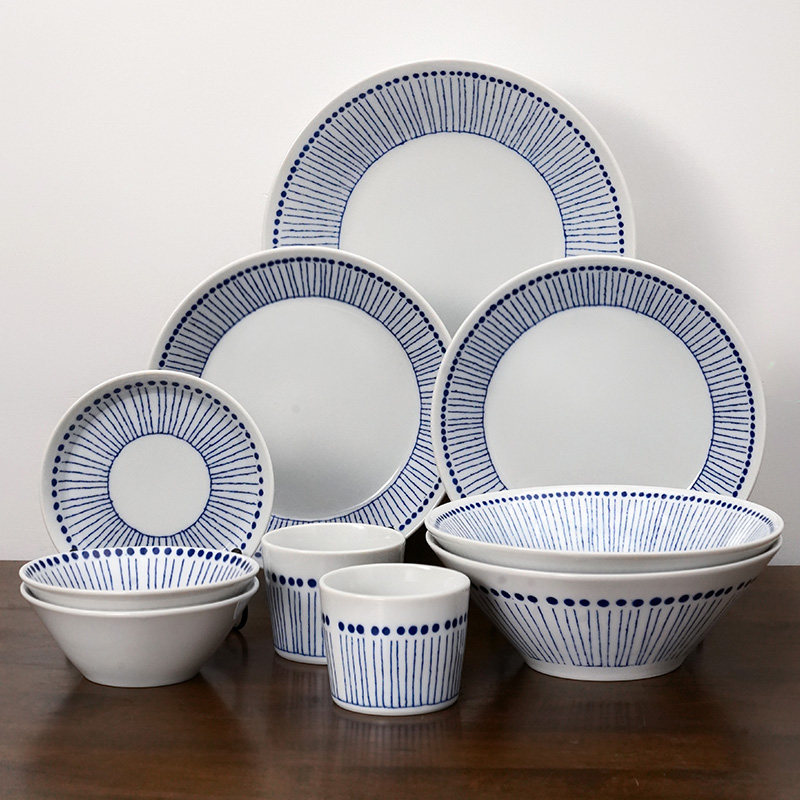 Japanese imported 2 people under glaze ceramic tableware with thick sky - grass dishes