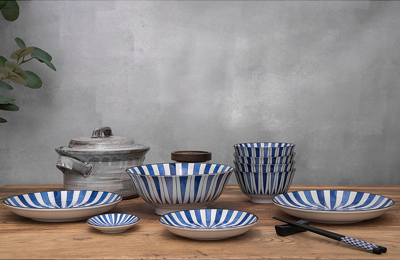 Meinung burn Japanese imported from Japan under glaze color porcelain household move to use plate portfolio cutlery sets 10 head