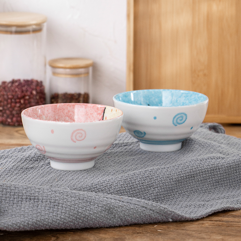 Japanese cartoon creative girl lovely sweethearts bowl to bowl high against iron rice bowls 2 people tableware