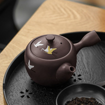 Japanese-style emergency Japanese handmade purple clay teapot ceramic small household Teapot side set purple sand teapot