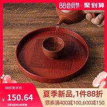 Mino-yaki Japanese creative lacquerware Cloth pattern round cup tableware Wooden tray Dinner plate Tea plate Imported from Japan