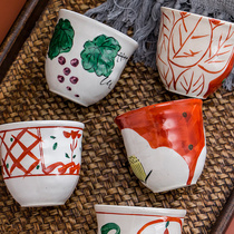 Mei thick burning Japanese ceramic cup straight Cup couple pair Cup underglaze color home personality creative five-piece set