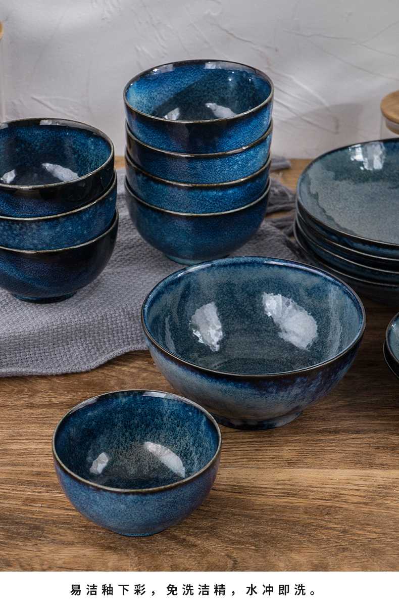 Keeping up with temmoku glaze ceramic tableware suit Japanese dinner set bowl dishes restoring ancient ways suit household 5 people