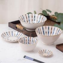 Mei thick burning Japanese imported retro folk art painting ten grass Rice Bowl plate plate plate plate plate household ceramic tableware single