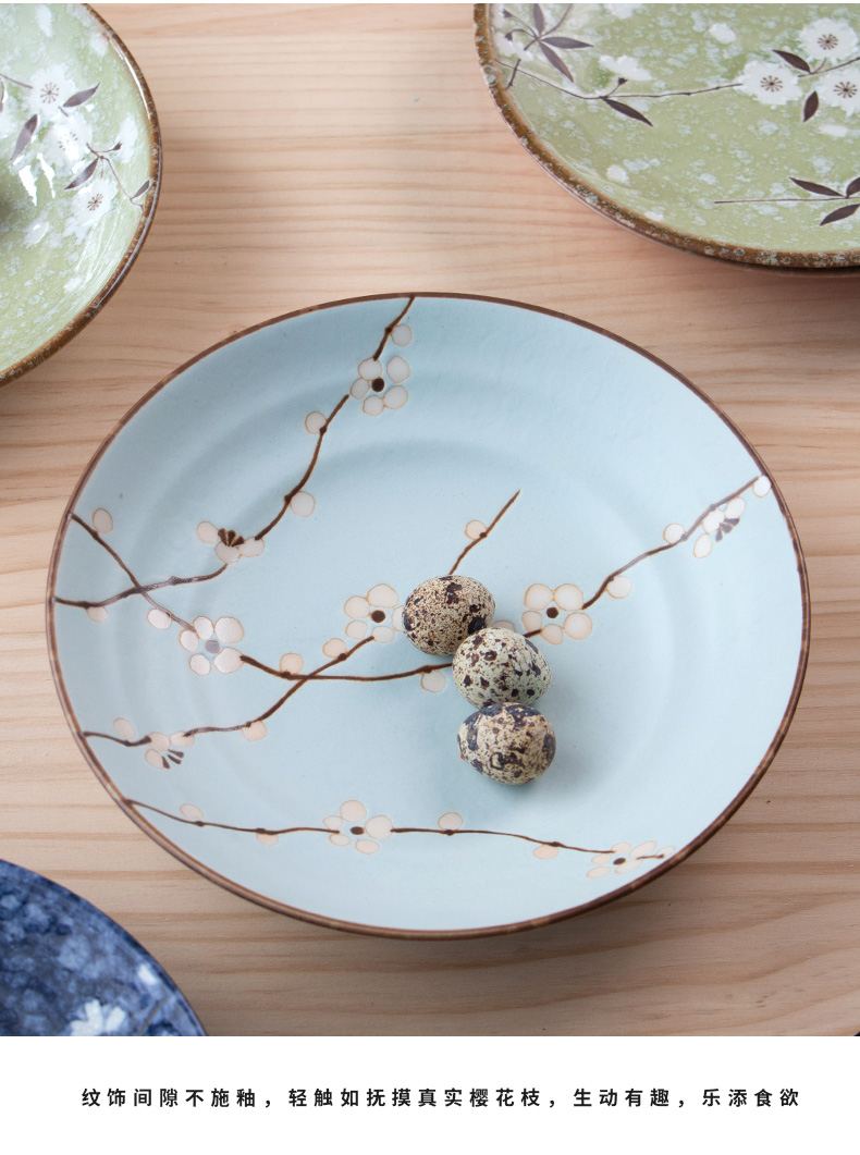 Meinung imported from Japan cherry blossom put disc'm Japanese household creative 0 and the large round ceramic deep dish
