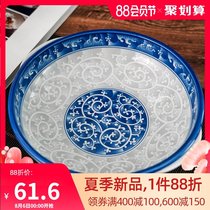 Meinong Yaki Korean porcelain blue and white 9 5 inches with ear plate soup bowl disc Korean simple creative ceramic tableware household