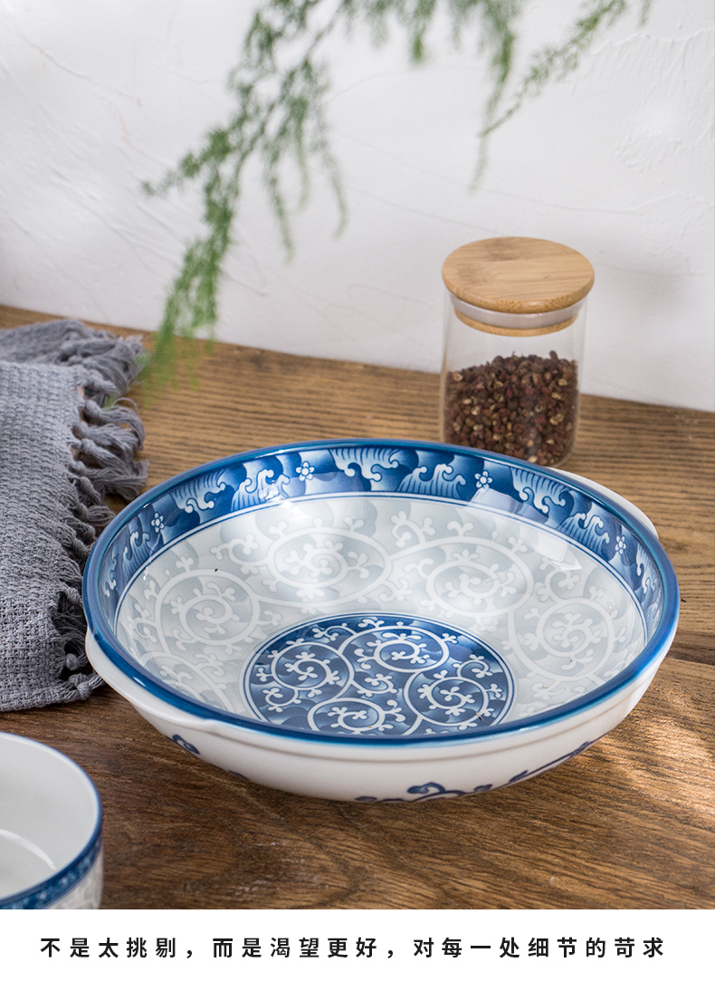 Fangming imported ceramic tableware suit of blue and white porcelain plate suit household special combination microwave tableware restoring ancient ways