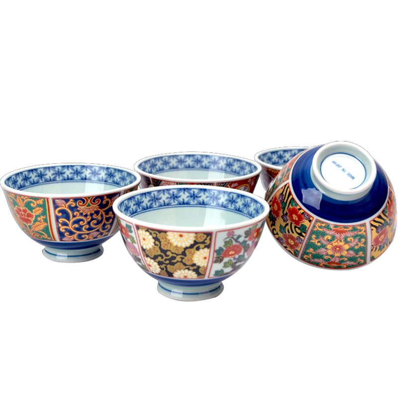 Meinung burn - wind - a Japanese court has a field 5 hand into the bowl set Japan ancient up with Ivan color porcelain gifts in the gift box