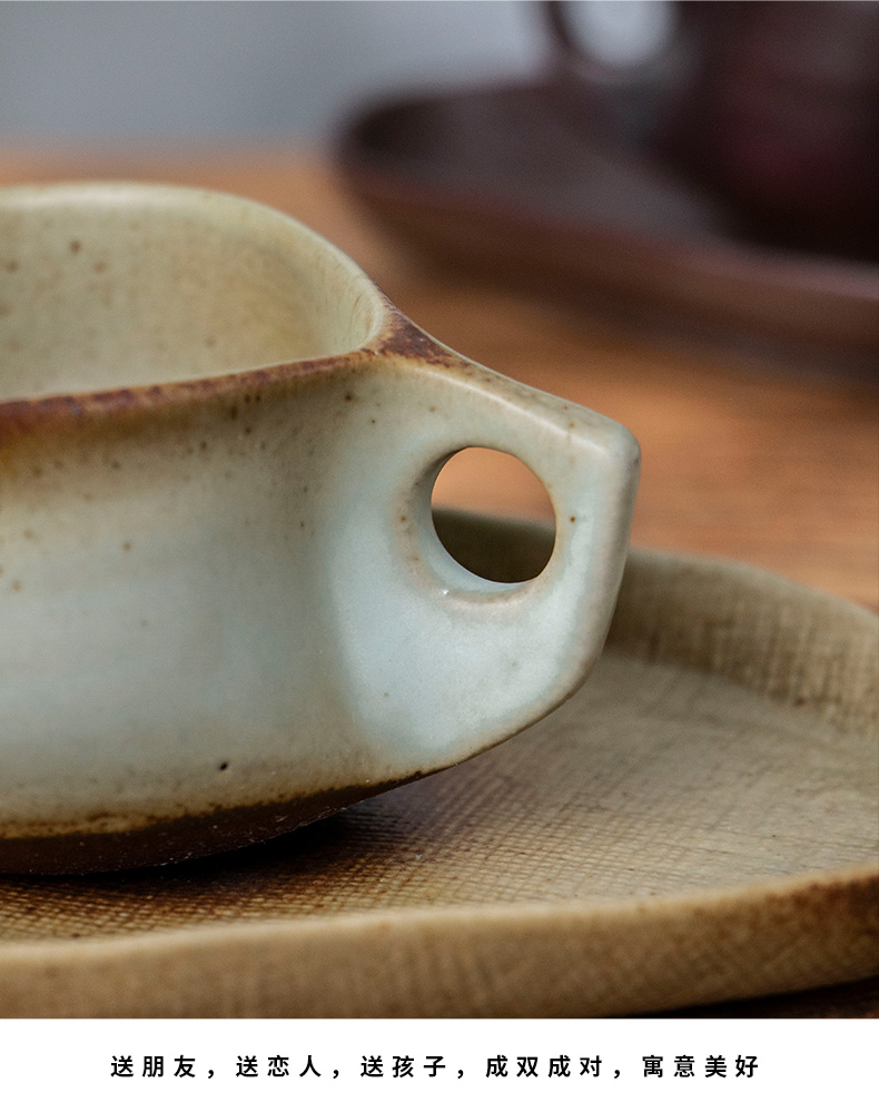 Nostalgic retro green coffee cups and saucers suit Japanese character hand made coffee cup places ceramic keller cup