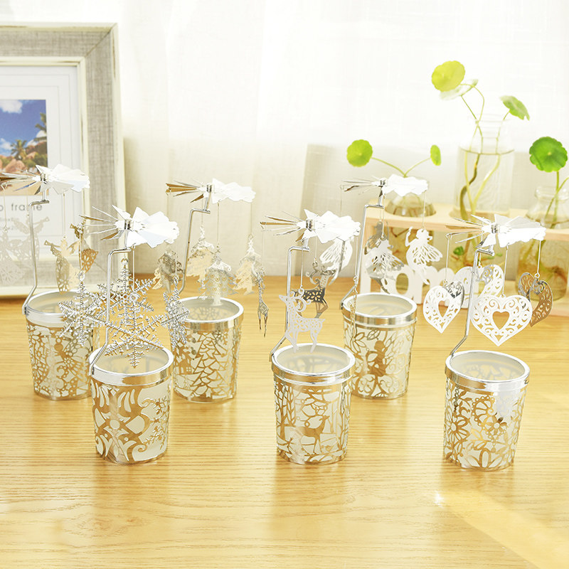 Christmas decoration European style automatic rotating candlestick Windmill cup candlestick boyfriend and girlfriend gift creative gift
