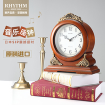 RHYTHM Livocal seat clock upscale solid wood series living-room Elegant Floral Newspaper clock CRH114