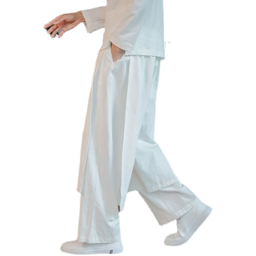 Комплект, юбка, штаны, ханьфу, из хлопка и льна, китайский стиль