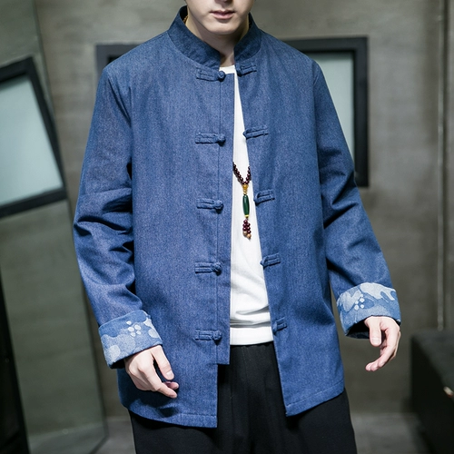 Пальто, джинсовая весенняя ретро хлопковая куртка, китайский стиль, большой размер