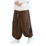 Вельветовые демисезонные спортивные ретро штаны, китайский стиль, оверсайз, свободный крой