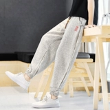 Летние тонкие трендовые штаны, китайский стиль, оверсайз, из хлопка и льна