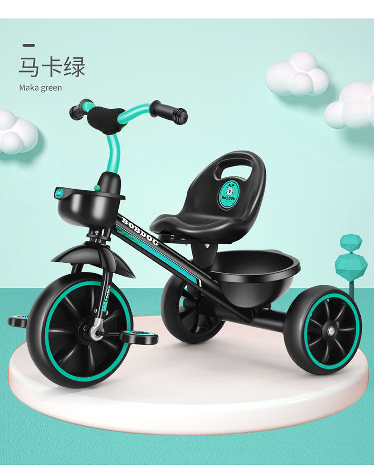 Трехколесный велосипед 巴布豆儿童三轮车1-2-3-5岁4幼儿宝宝轻便婴儿脚踏手推车溜娃神器