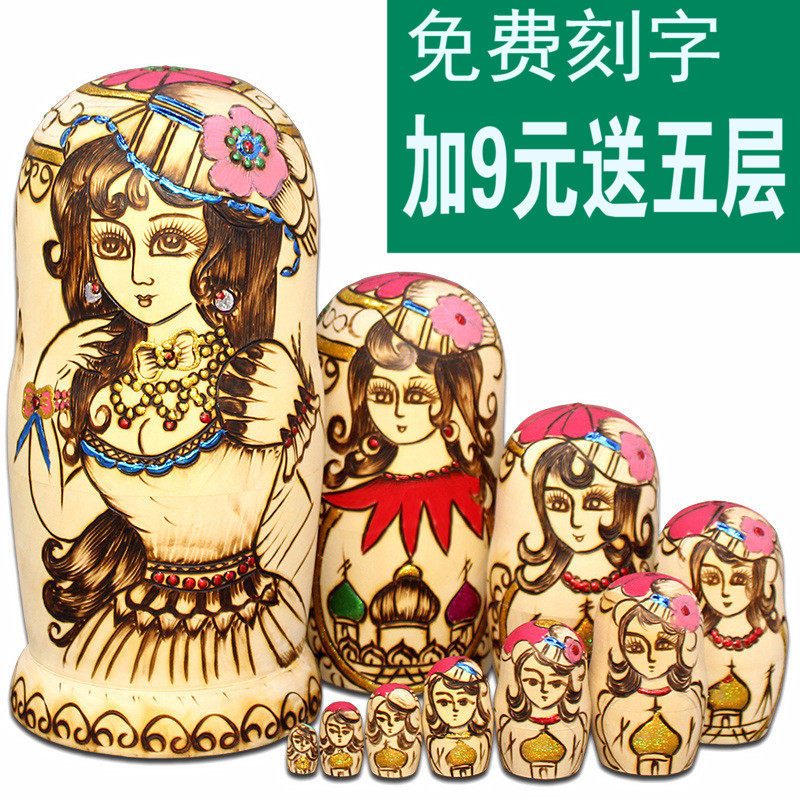 Matryoshka dolls imported from Russia 10-layer formaldehyde-free pure hand-carved air-dried basswood ornaments toy B1