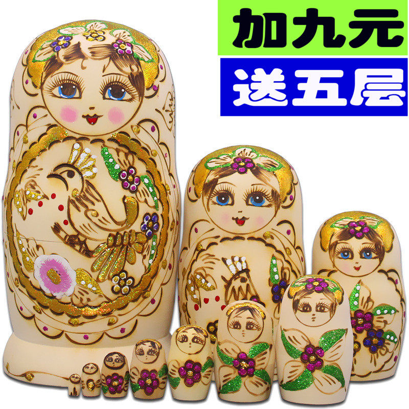 Set baby Russia imported 10 layers of hand-made air-dried basswood 10 layers of children's puzzle gift B09