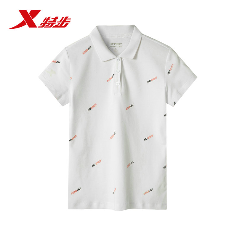 Bước đặc biệt áo sơ mi polo ngắn tay nữ mùa hè mới giản dị thể thao nữ áo thun thoáng khí nữ 981228 021107 - Áo polo thể thao áo polo trắng
