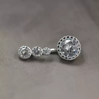 925 sterling silver hypoallergenic multi Diamond zircon navel nail Europe and America sexy fashion belly button ring