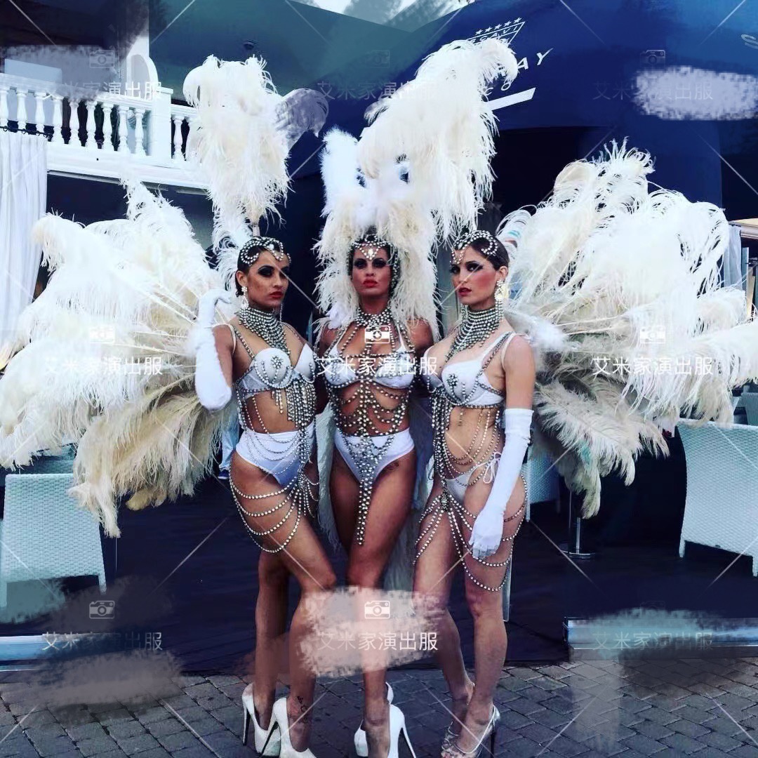 Dance costume design nightclub atmosphere custom feather opera venue gogo costume